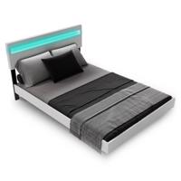 Ágykeret 140 x 200 cm fehér LED fejtámlával