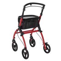 Alumínium járókeret 110 kg forgó kerekek táskával piros