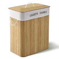 Bambuszos szennyeskosár 100 L 2 rekesszel természetes zsák