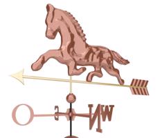 Dekoratív réz szélkakas ló 118 cm