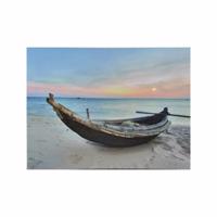 Fali kép Hajó a strandon LED időzítővel 30 x 40 cm