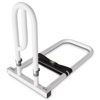 Fehér acél ágykapaszkodó állítható biztonsági hevederrel