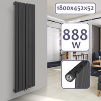 Függőleges radiátor középső csatlakozással 1800 x 452 x 52 m