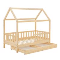 Gyerekágy házikó alakú 90 x 200 cm  ágyrács/fiók natur