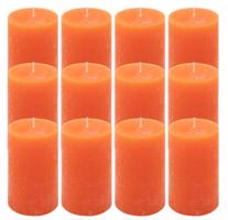 Gyertyakészlet rusztikus 12 db magasság 11,5 cm narancssárga