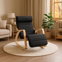 Hintaszék lábtartóval és párnával fekete