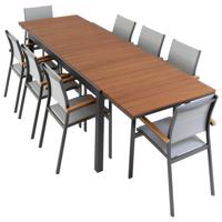 Kerti szett összecsukható asztal és 8 egymásba rakható szék