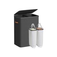 Kétkamrás szennyeskosár fedéllel  56 x 40 x 75 cm fekete