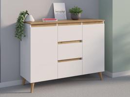 Kézműves fiókos komód skandináv 120 cm fehér