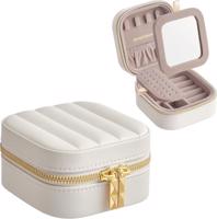 Kis utazó ékszerdoboz tükörrel és rekeszekkel fehér