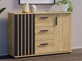 Komód tölgyfa 120 cm fiókokkal és fogantyúkkal