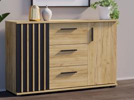 Komód tölgyfa 140 cm fiókkal és fogantyúval
