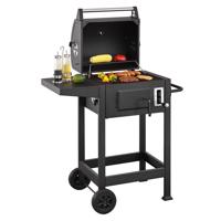 Kompakt fekete kerti grill hőmérővel 86 x 104 x 52 cm