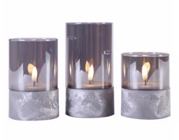 LED gyertya üvegben 3 db időzítő/talpas