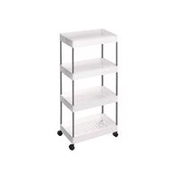Mobil polc keskeny görgős 4 szintes 40 x 22 x 86 cm fehér