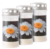 Műanyag sírgyertya „virág” 3 db szett 17 cm