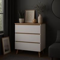 Nordica skandináv komód 80 cm fehér/dub Craft