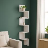 Sarokba akasztható polc fehér 5-szintes 20×127 cm