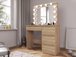 Sminkasztal LED sminktükörrel tölgyfa sonoma
