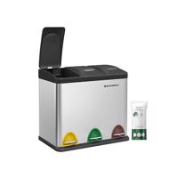 Szemeteskosár válogatott hulladékhoz 24 L rozsdamentes acél