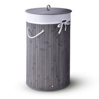 Szennyeskosár kerek bambusz 55 l fedéllel és zsákkal szürke